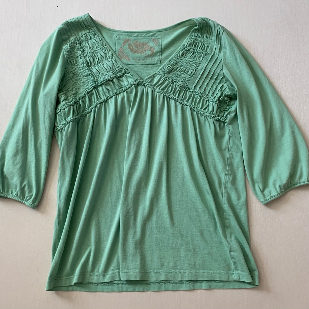 Anthropologie Sage Green Peasant Blouse in Size M